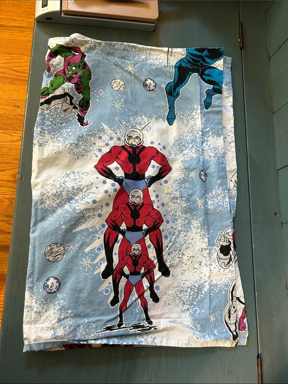 Pottery Barn Kids Marvel Comics Superhero Print Pillow Sham - Blue 100% Organic